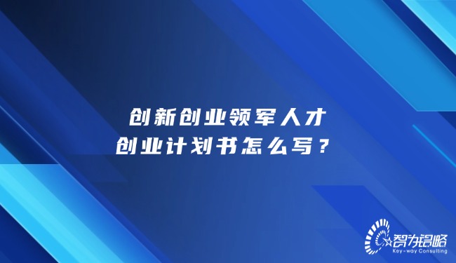 創新創業領軍人才創業計劃書怎么寫？